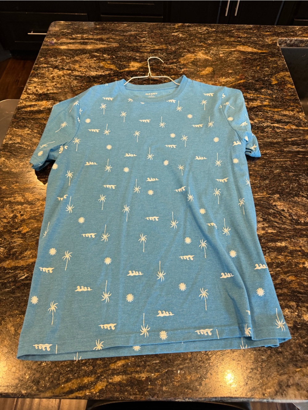 Old Navy Blue Short-Sleeve Palm Print Tee